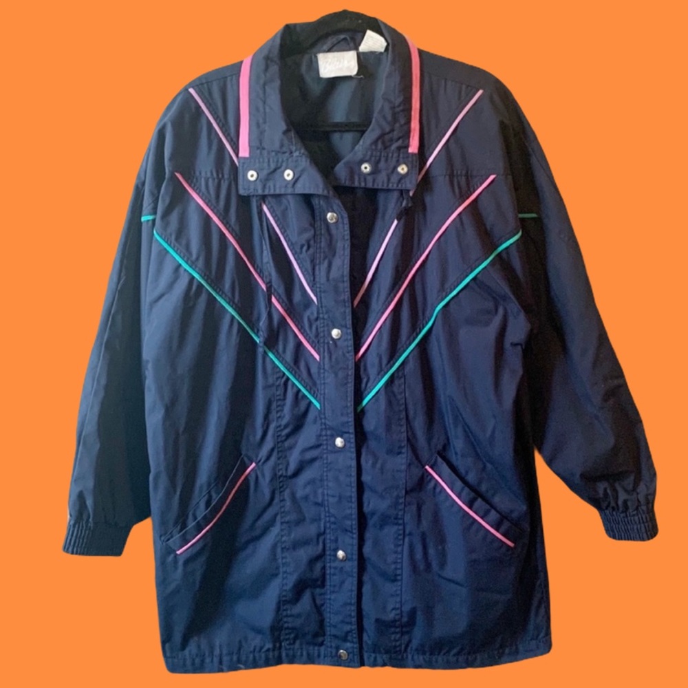 Vintage 90s Long Color Accent Raincoat